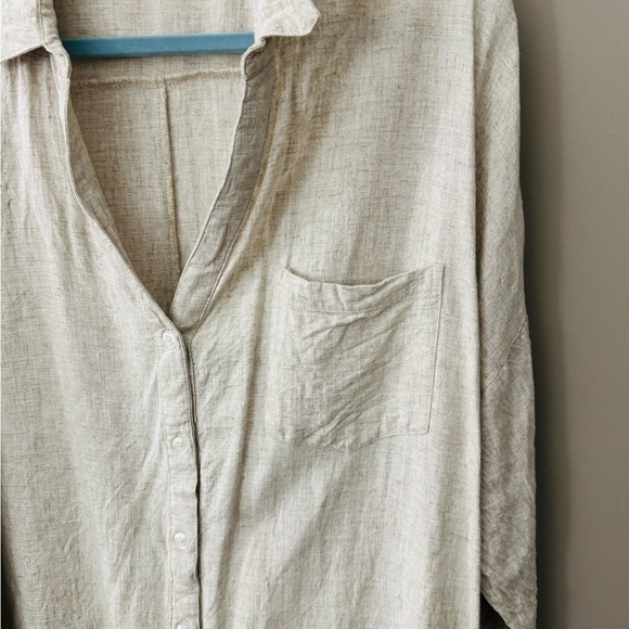 ASOS Design Linen Blend Button Down Women Shirt Dress Size 18 - Picture 3 of 8